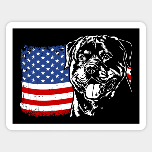 Proud Rottweiler American Flag patriotic Rottie dog Sticker